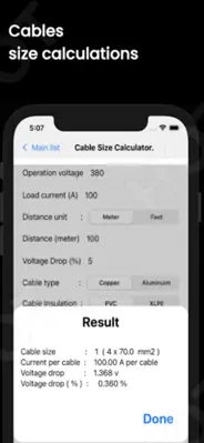 Voltage drop / Cable size /SC android App screenshot 2